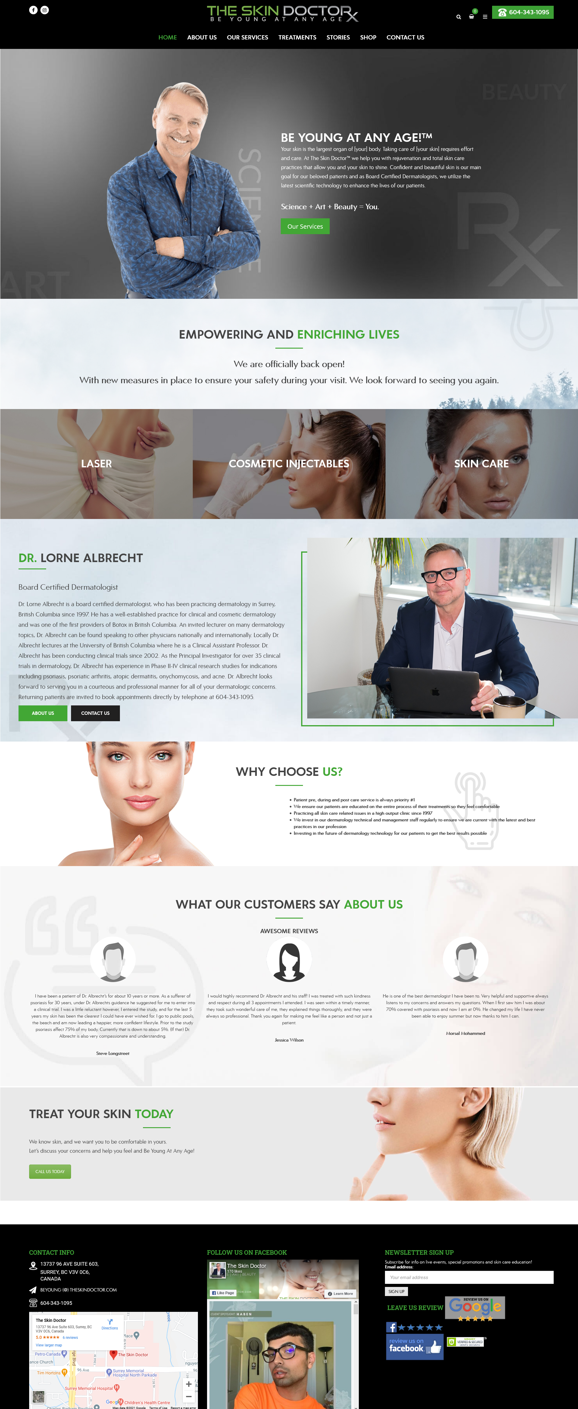 the skin doctor website design