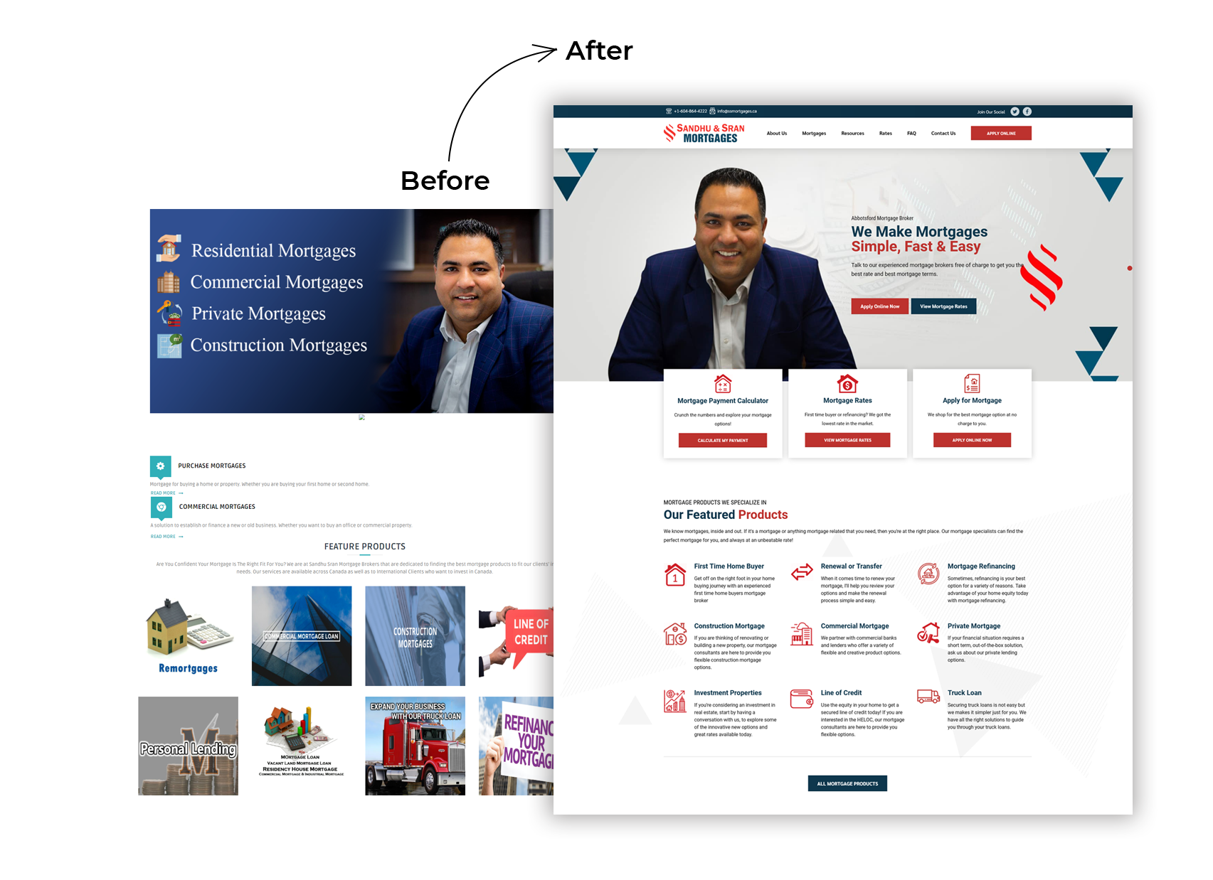 sandhu and sran website before & after