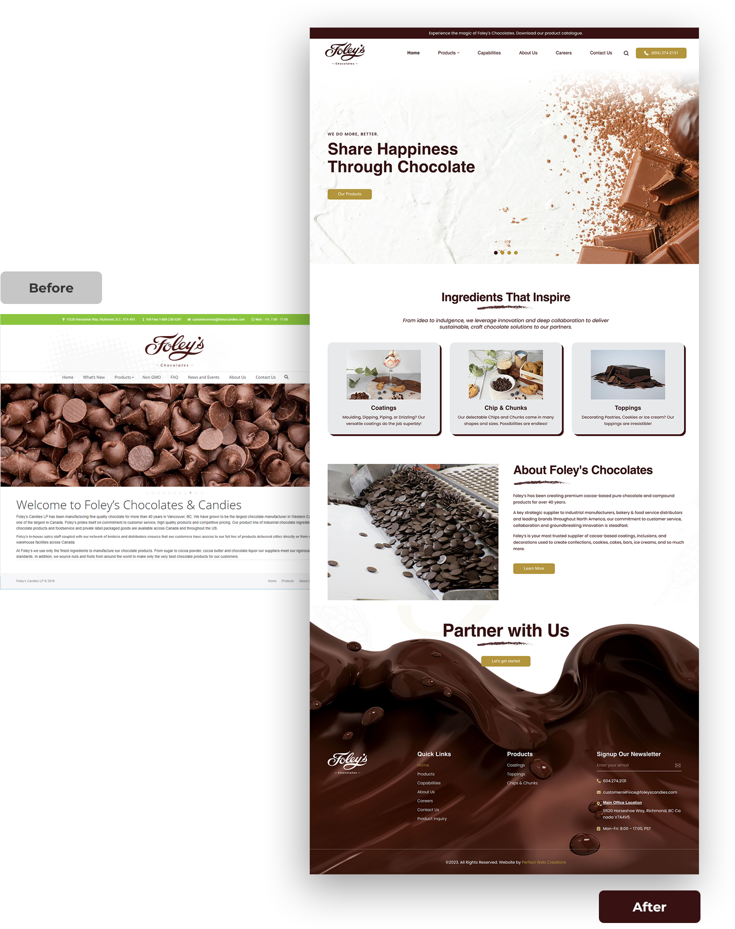 Foley's Chocolates Before & After